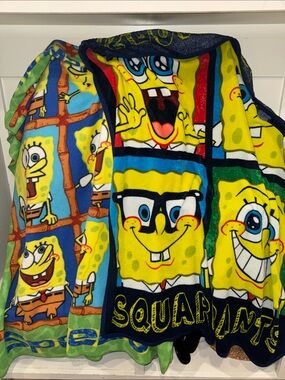 2 SpongeBob Squarepants Bright Yellow, Blue & Green Fleece Throws